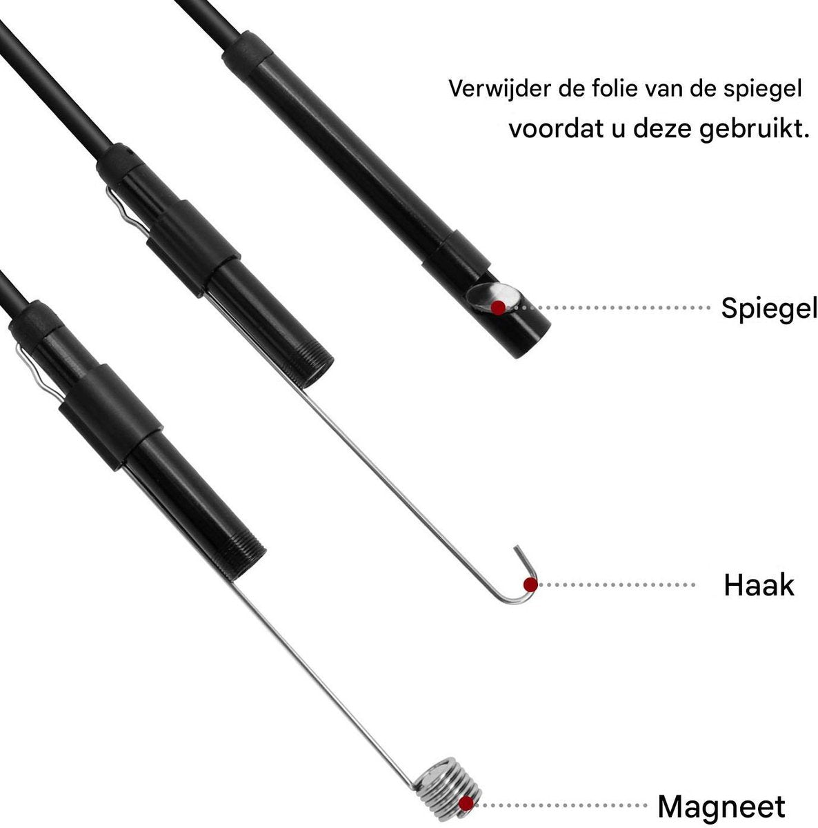 5m Endoscoop camera - 7mm kop en 5m kabel inspectiecamera - 720p HD - Te gebruiken met android telefoons of desktop (USB-A, USB-C, Micro USB), Waterdicht